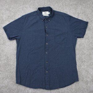 WRK The Reworked Shirt Mens Large-Tall LT Blue/Green Geometric Cotton S/S Button